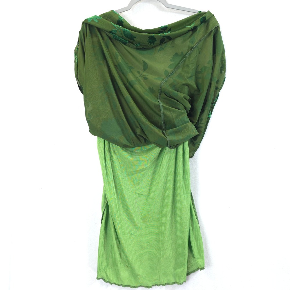 Floral Green Velvet Burnout Midi Strap Dress Women XL Whimsigoth Fairycore - Picture 10 of 12